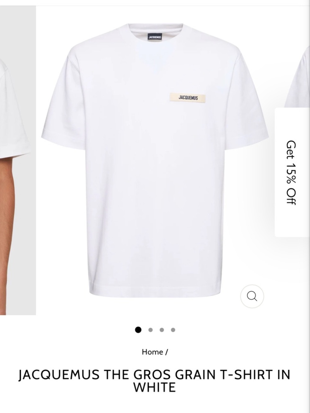 Jacquemus White Gros Grain T-Shirt with Beige Logo Patch Size XL